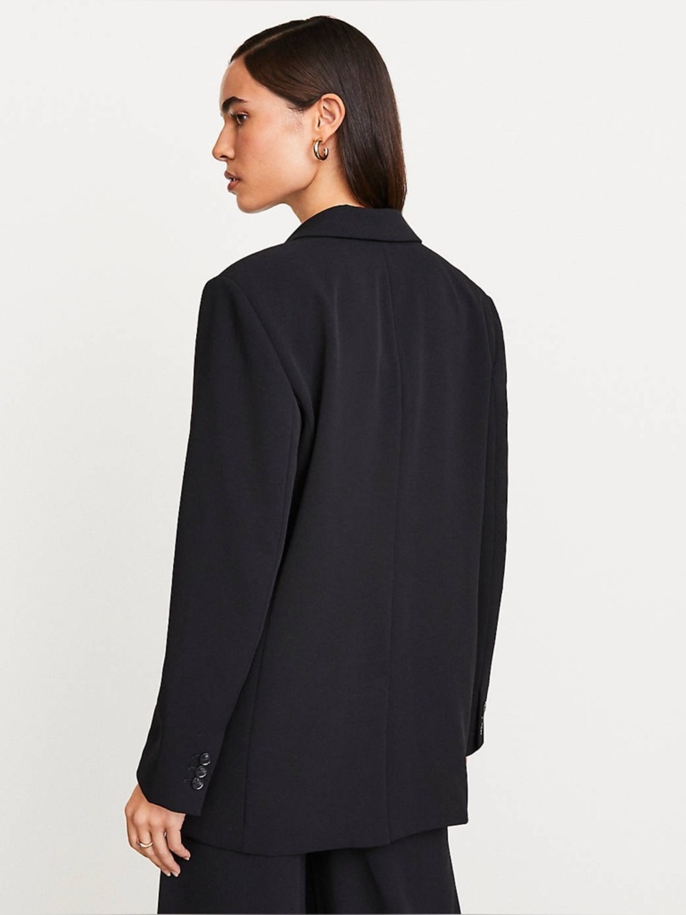 LOFT Versa Crepe Drape Oversized Blazer Black Size 2 - Picture 3 of 13